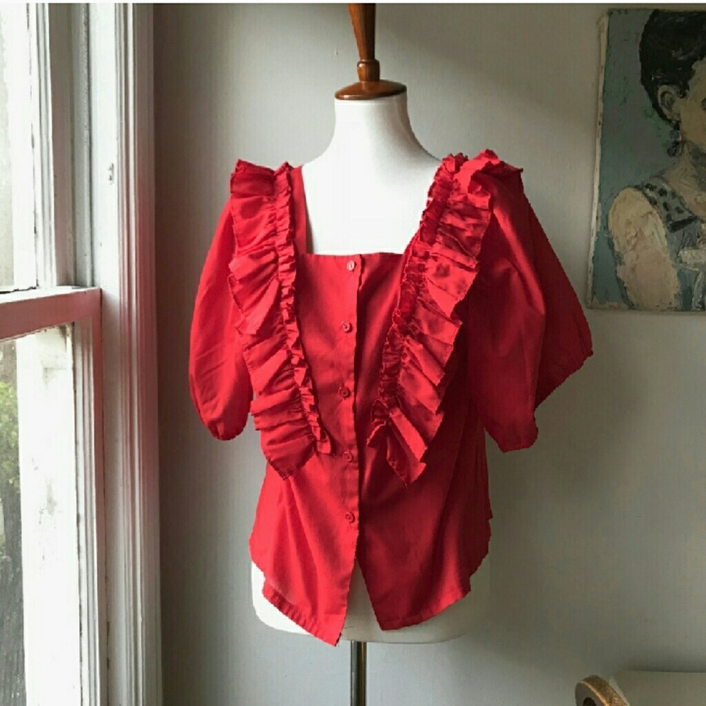 Vintage ruffle cowgirl blouse